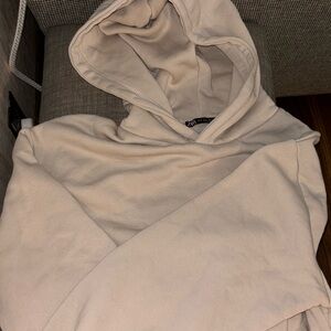 Zara tan sweat-shirt crop top